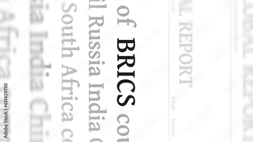 Vertical video: Headline news across international media with BRICS economic group and union organization. Abstract concept of internet news titles on screens. Seamless looped. Vertical video: Headline news across international media with BRICS economic group and union organization. Abstract concept of internet news titles on screens. Seamless looped.