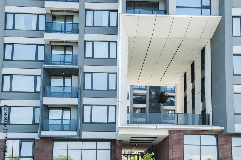 Detail of newly built modern residential building Detail of newly built modern residential building