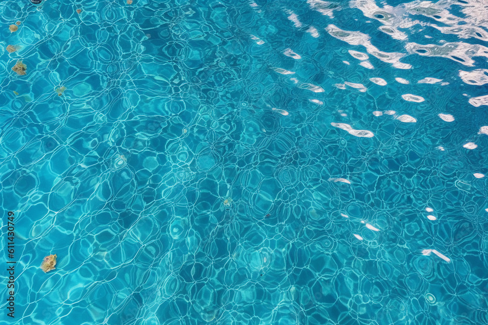 The water in the pool is blue. background Generative AI