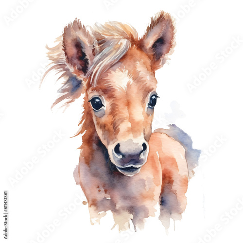 cute horse puppy in watercolor design isolated against transparent background © bmf-foto.de