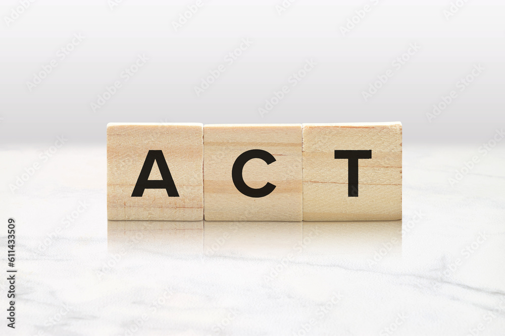 ACT Wooden Tiles - Acceptance and Commitment Therapy and Action Concept ACT Wooden Tiles - Acceptance and Commitment Therapy and Action Concept