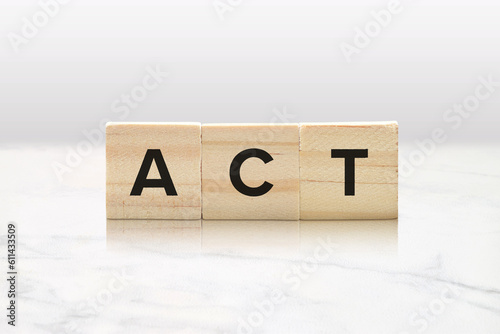фотографія ACT Wooden Tiles - Acceptance and Commitment Therapy and Action Concept