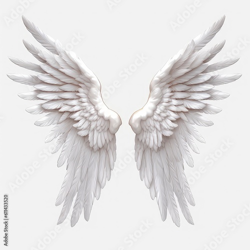 Golden white Angel Wings Mockup,isolated on white background,Generative AI.