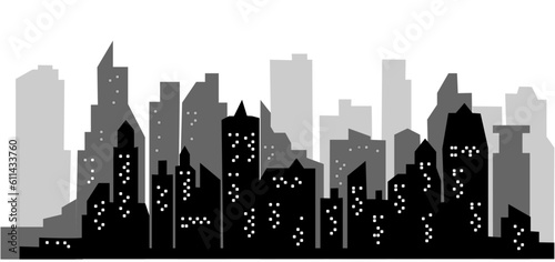 urban panorama cityscape skyline building silhouettes horizontal vector illustration