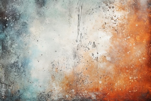 A watercolor painting with orange, blue, and white colors. Generative AI © GulyaevStudio