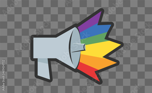 LGBT megaphone with rainbow. Pride month voice speaker. Diversity representation.