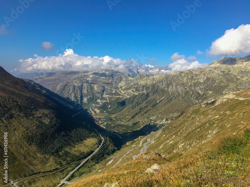 Furkapass and Grimselpass view from Furka pass top