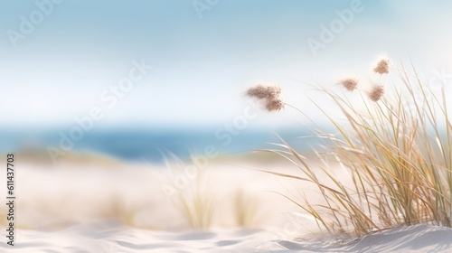 Summer beach with bokeh sun light blurry abstract background, with copy space