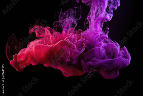 Red and purple smoke on black background.