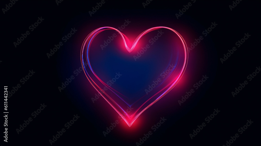 An image of a minimalist neon heart shape with bright purple and magenta tones against a clean navy blue background. An image of a minimalist neon heart shape with bright purple and magenta tones against a clean navy blue background.