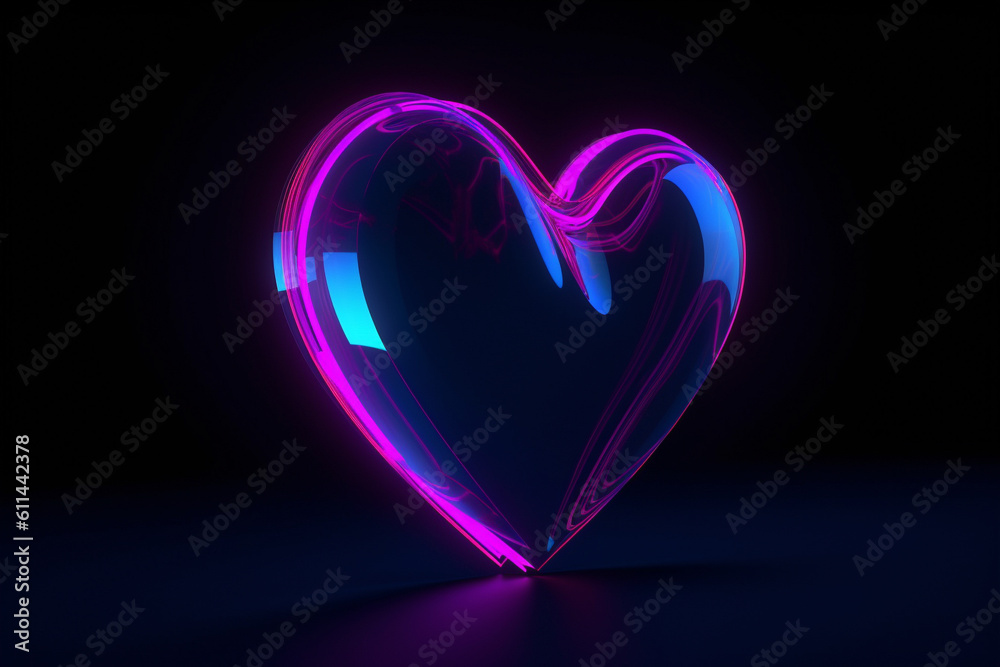 An image of a minimalist neon heart shape with bright purple and magenta tones against a clean navy blue background. An image of a minimalist neon heart shape with bright purple and magenta tones against a clean navy blue background.