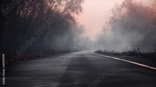 fog on the road HD 8K wallpaper Stock Photographic Image