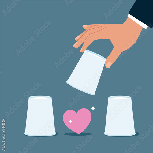 Man wins in love. Valentines day concept.  Modern vector illustration in flat style