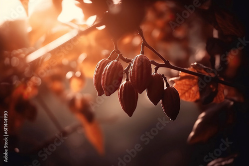 Ai generated illustration cocoa plant with fruit