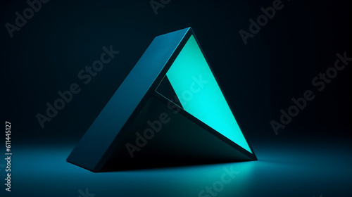 Free Download An image of a minimalist neon trapezoid with bright teal and cyan tones against a clean navy - GFXLoad