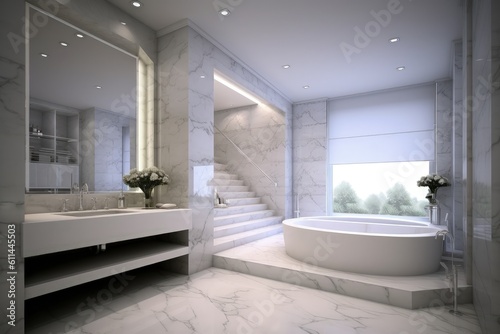 Modern bathroom  modern architecture concept  digital illustration. Generative AI