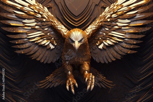 Wild eagle with golden details, wildlife concept. Generative AI