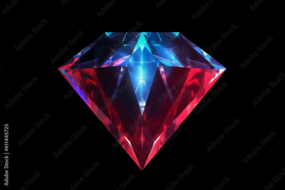 An image of a sleek neon diamond shape with alternating red and blue shades on a clean white background. An image of a sleek neon diamond shape with alternating red and blue shades on a clean white background.