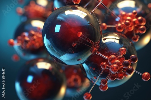 Background with molecules, science concept, digital illustration. Generative AI