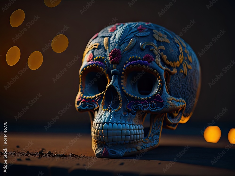 Mexican sugar skull dia de muertos. ai generative Mexican sugar skull dia de muertos. ai generative