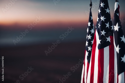 Patriotic Pride: American Flags with Beautifully Blurred Background