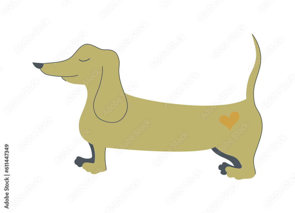 Dachshund dog cute silhouette vector illustration. Dog silhouette isolated on white background