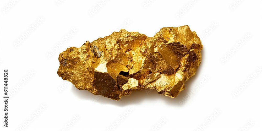 Gold Nugget auf weißen Hintergrund Nahaufnahme, ai generativ Gold Nugget auf weißen Hintergrund Nahaufnahme, ai generativ