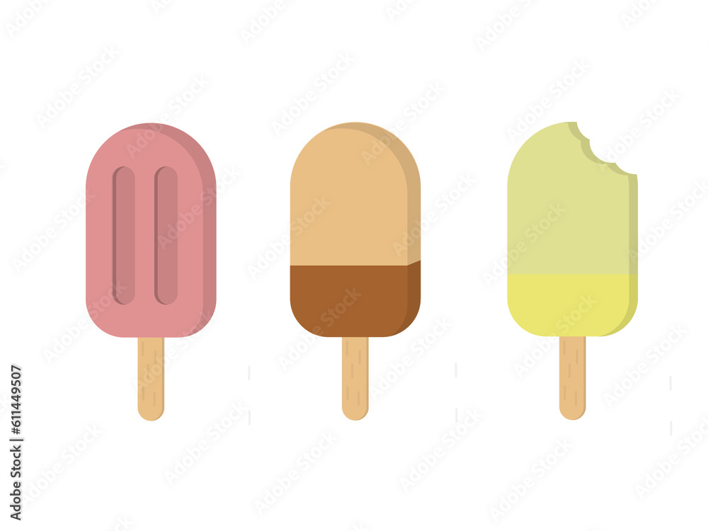 Ice cream isolated on white background. Colorful ice cream, ice pop. Summer illustration. Ice cream isolated on white background. Colorful ice cream, ice pop. Summer illustration.
