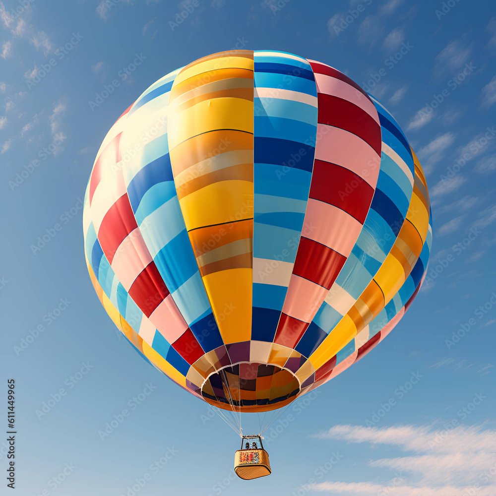 Naklejka premium Bright hot air balloon in blue sky 