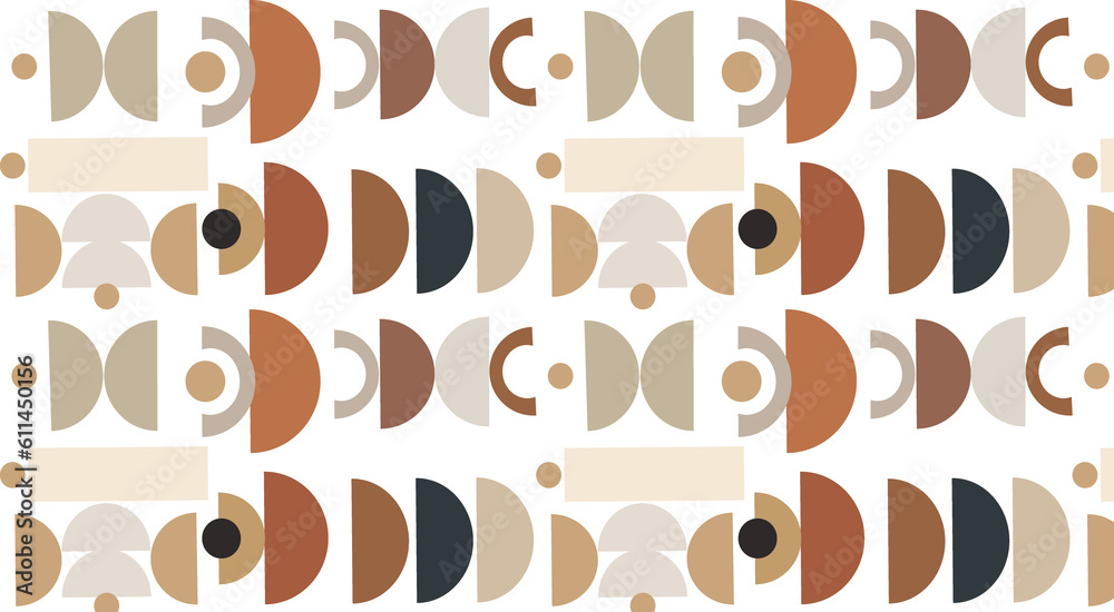 Fototapeta premium Abstract minimal boho elements. Mid century vector set for your. Aesthetic contemporary geometric shapes in earth ceramic tone. Design for your wall art, design, decoration, wallpaper