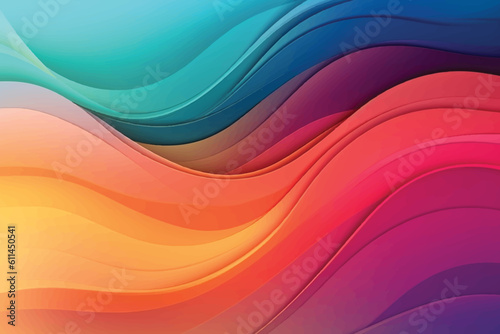  Colorful wavy background with paper cut style photo