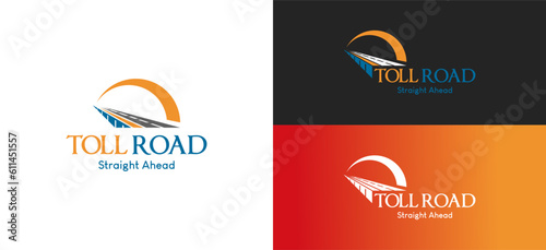 Modern abstract straight forward toll road logo design template