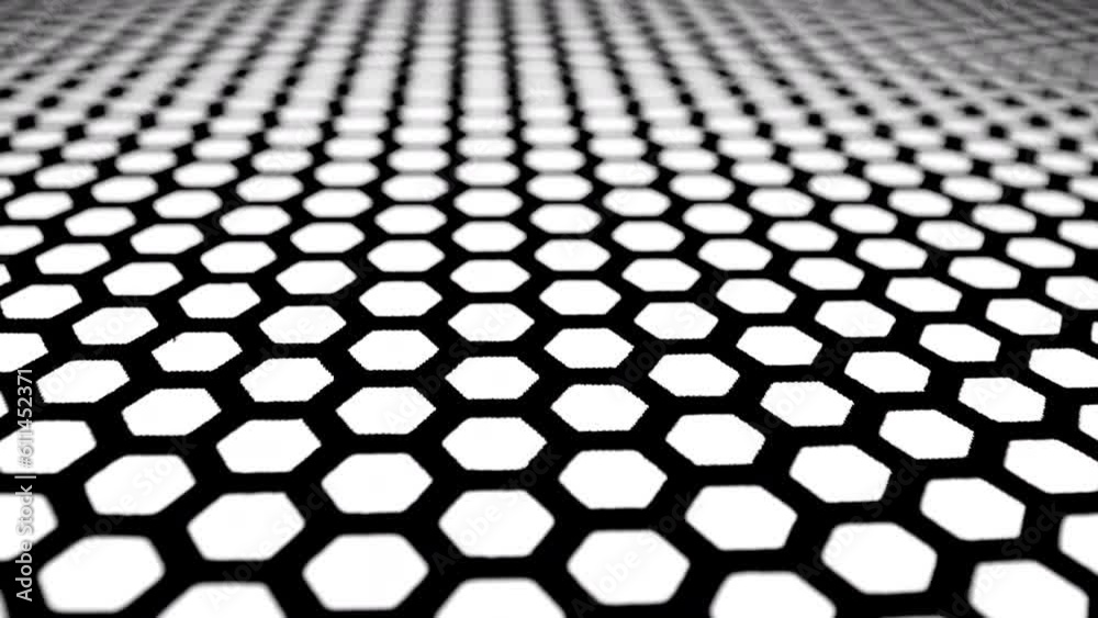 Black and white hexagonal honeycomb background. Abstract hexagon geometry background. Useful as abstract background.