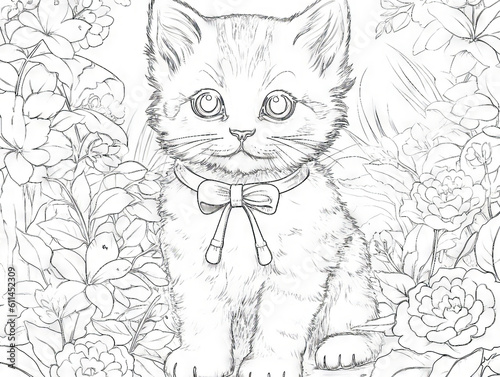 Coloring Book kitten illustration © karenfoleyphoto