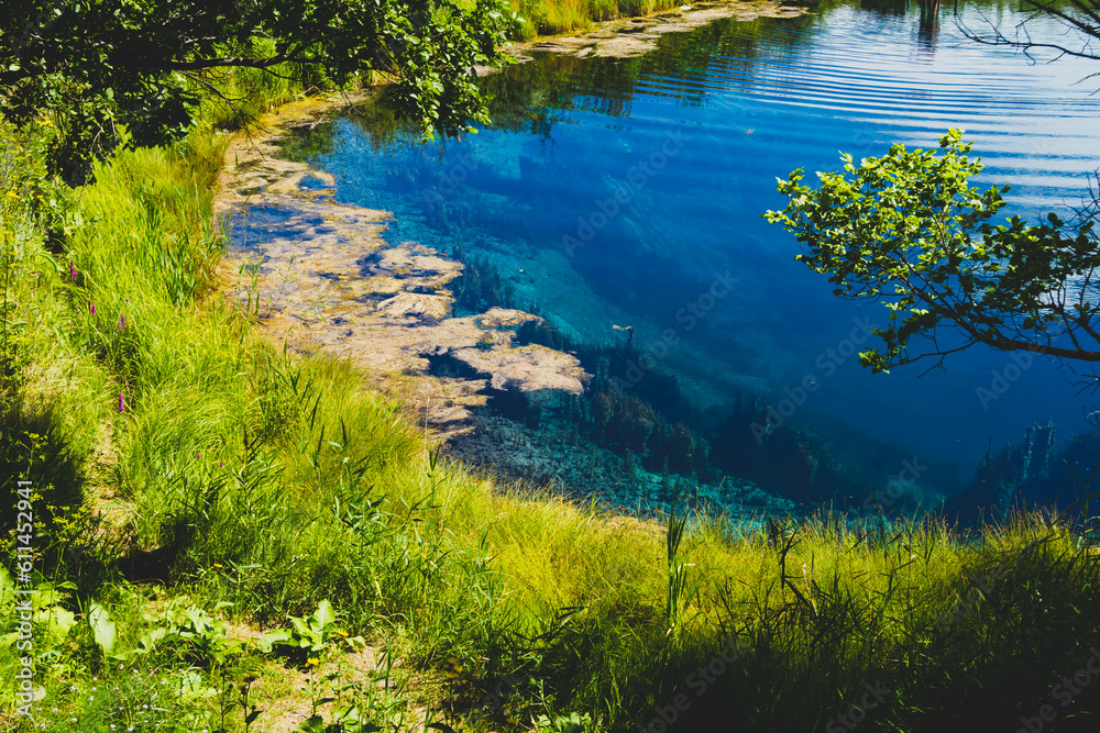 Lake with gray water. Blue lake in Samara region in Russia. Deep pond. Lake with gray water. Blue lake in Samara region in Russia. Deep pond.