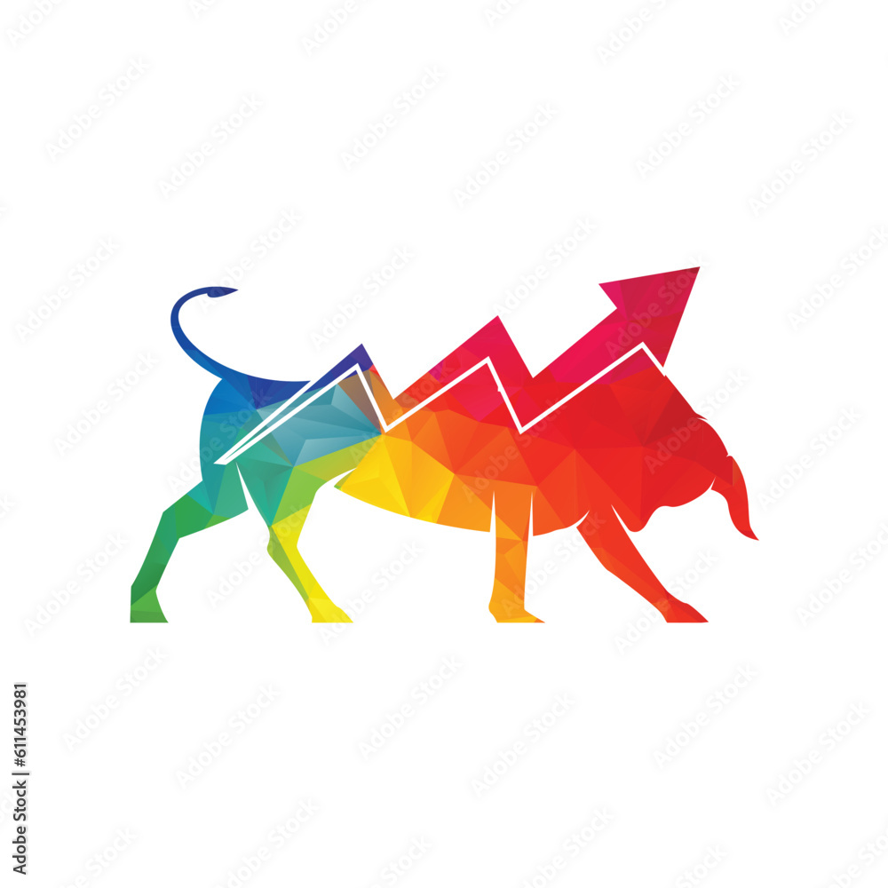 Obraz premium Financial bull logo design. Trade Bull Chart, finance logo. Economy finance chart bar business productivity logo icon.