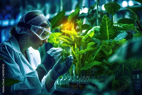 Biotechnology and genetic modification. Generative AI photo