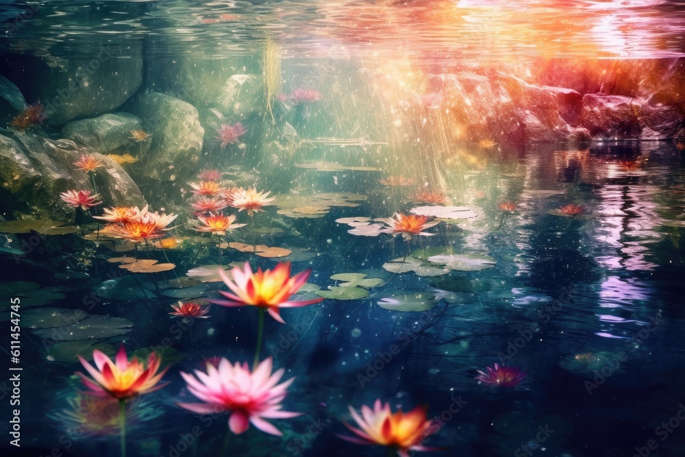 Fantastic background of water with vibrant colors. Generative AI Fantastic background of water with vibrant colors. Generative AI