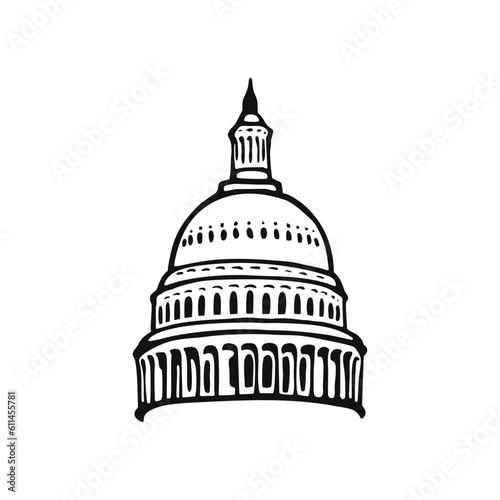 Capitol dome vintage hand drawn illustration design