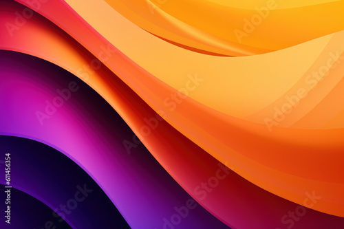 Abstract background with yellow  orange and purple waves. Generative AI