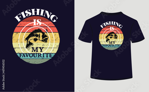 Retro vintage t shirt design,Fishing is my favourite.