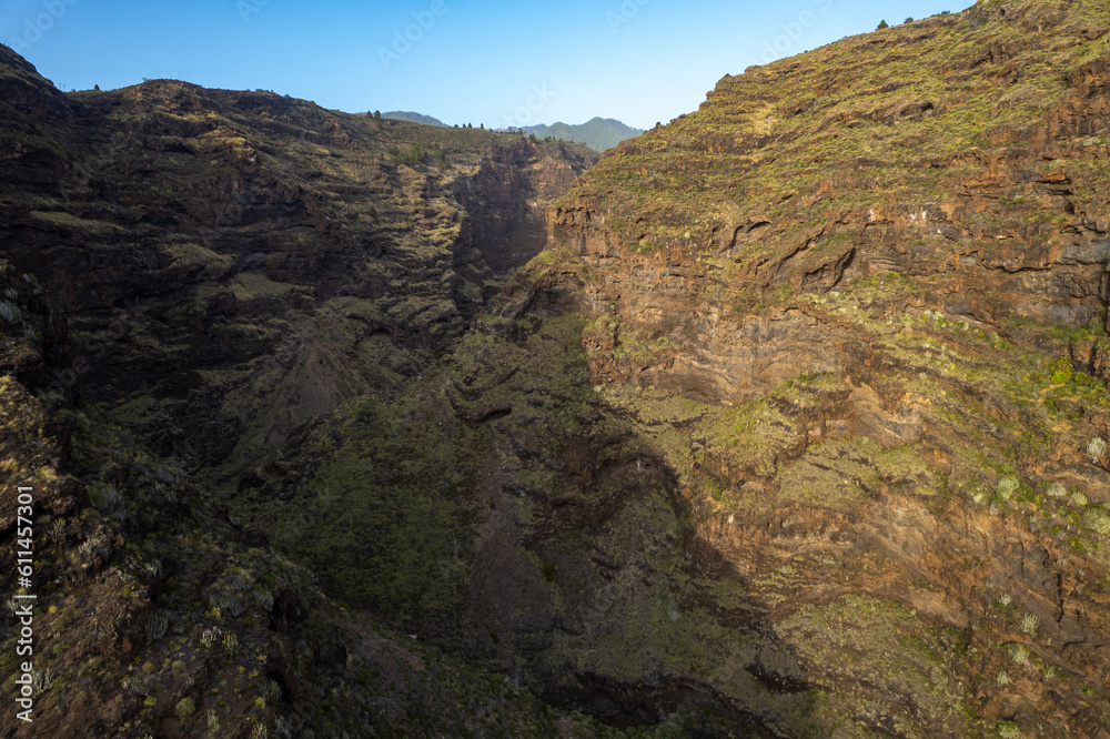 Aerial view of the south side of La Palma Island in the Canary Islands at sunrise Aerial view of the south side of La Palma Island in the Canary Islands at sunrise