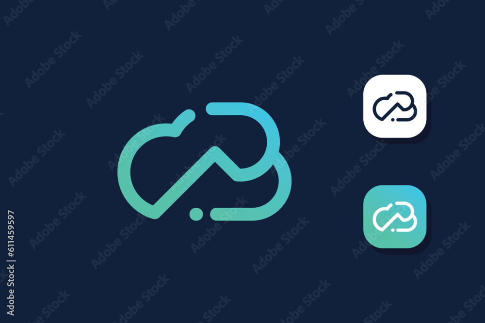 Cloud logo design with creative letter B concept style Cloud logo design with creative letter B concept style