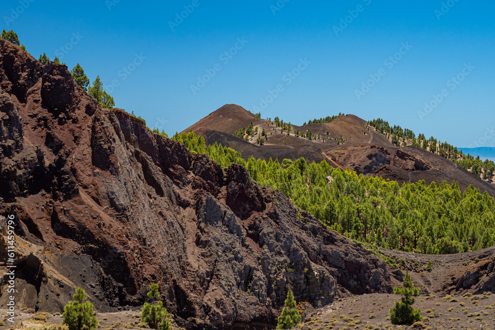 Volcanic landscape and hiking trails of the Cumbre vieja route of Volcano craters in south La Palma - Canary Islands Volcanic landscape and hiking trails of the Cumbre vieja route of Volcano craters in south La Palma - Canary Islands