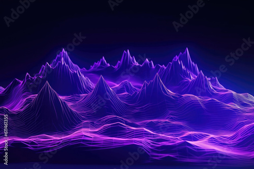 Virtual Reality Voyage: Abstract Violet Cyber Space Landscape