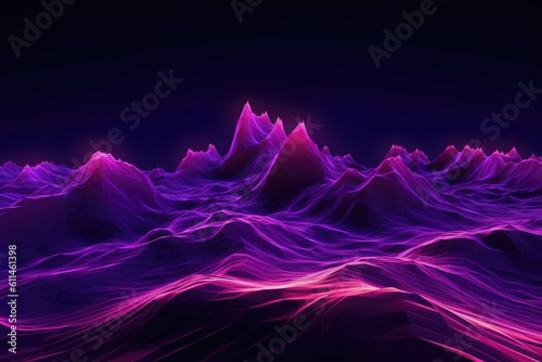 Virtual Reality Voyage: Abstract Violet Cyber Space Landscape