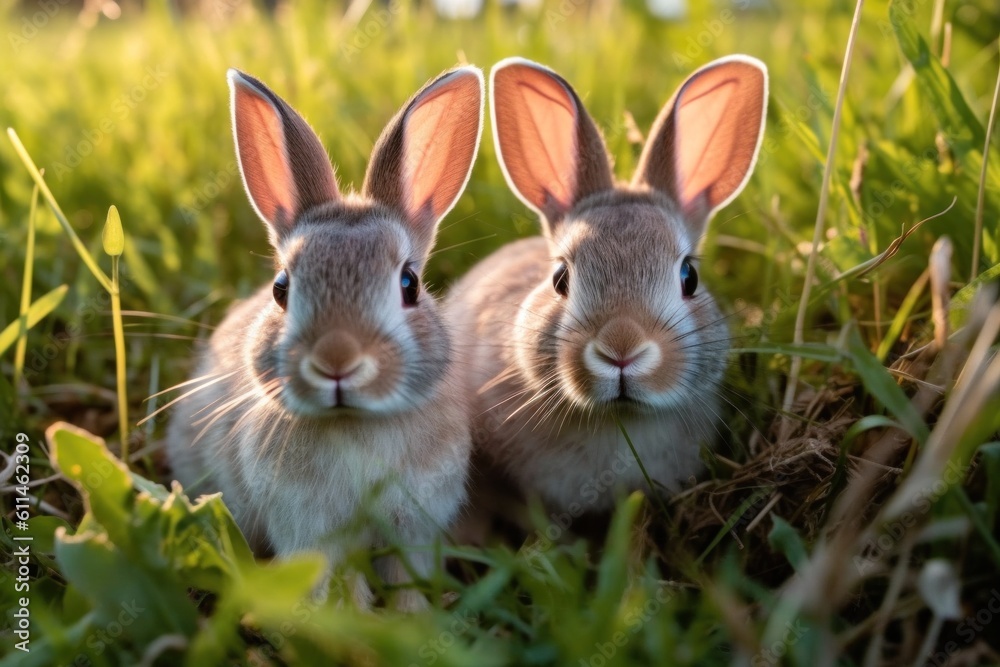 rabbits on a rabbit farm. Neural network AI generated. Generative AI rabbits on a rabbit farm. Neural network AI generated. Generative AI