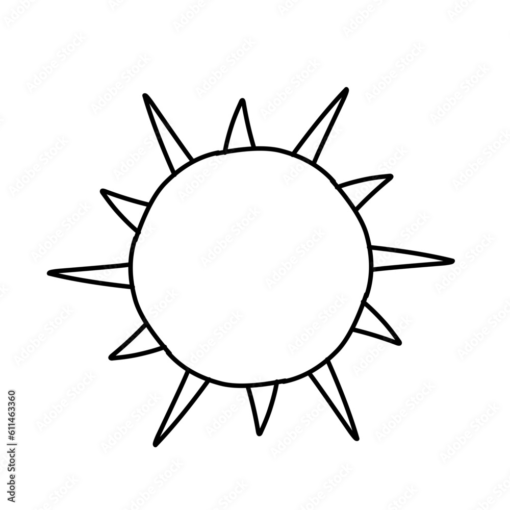 doodle outline sun icons