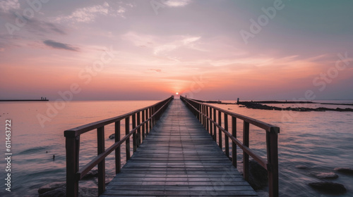  Footbridge sea beach   Meditation by the Sea at Sunset