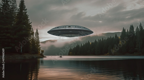 Mysterious UFO Visiting Earth  - Generative AI